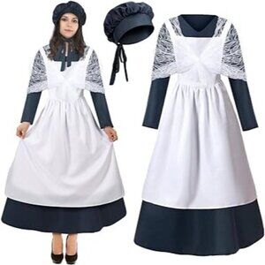 4 Pc Prairie Colonial Costume Dress Women 1800s American Historical Amish Medium
